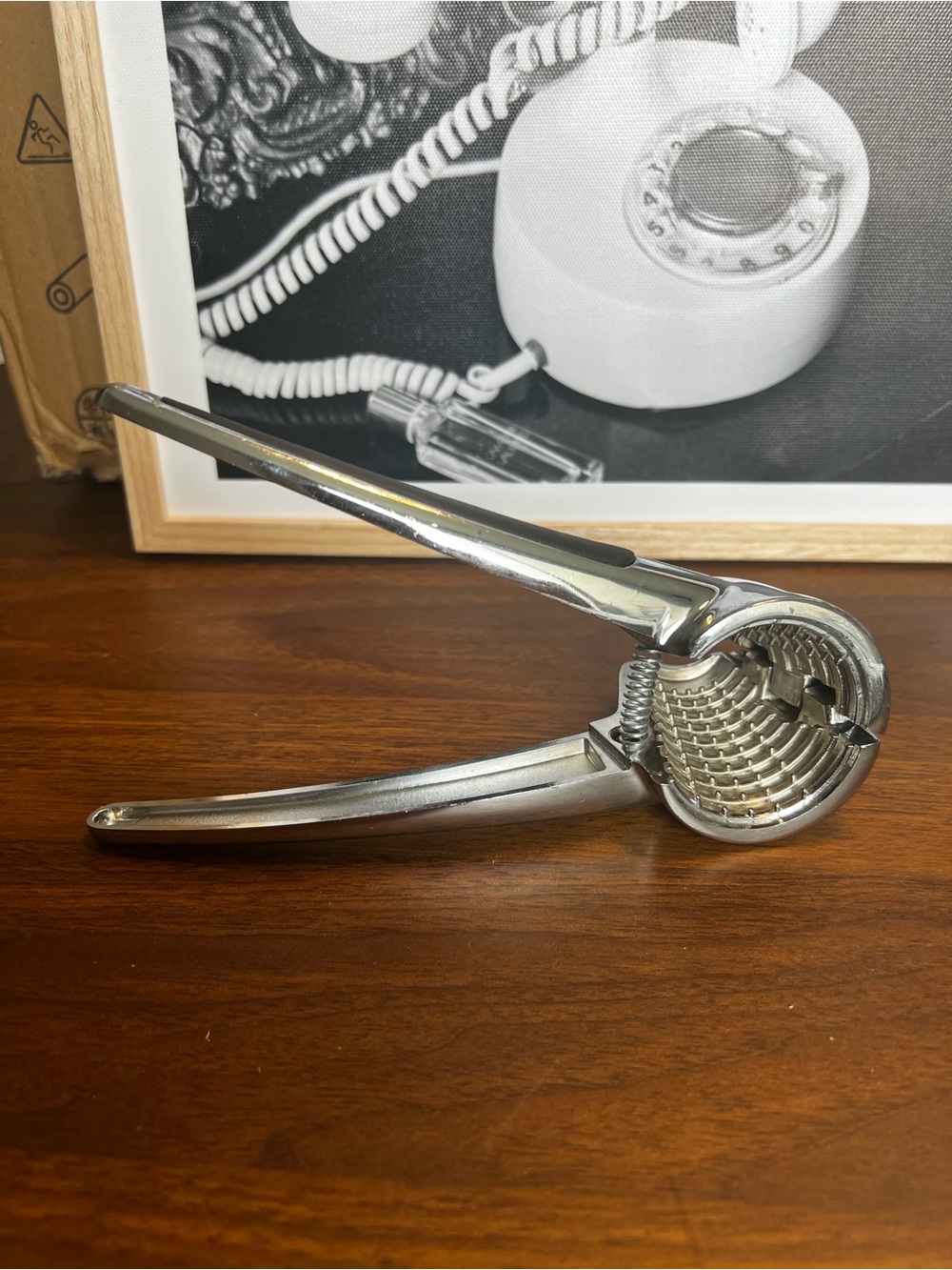 Classic chrome plated nutcracker.